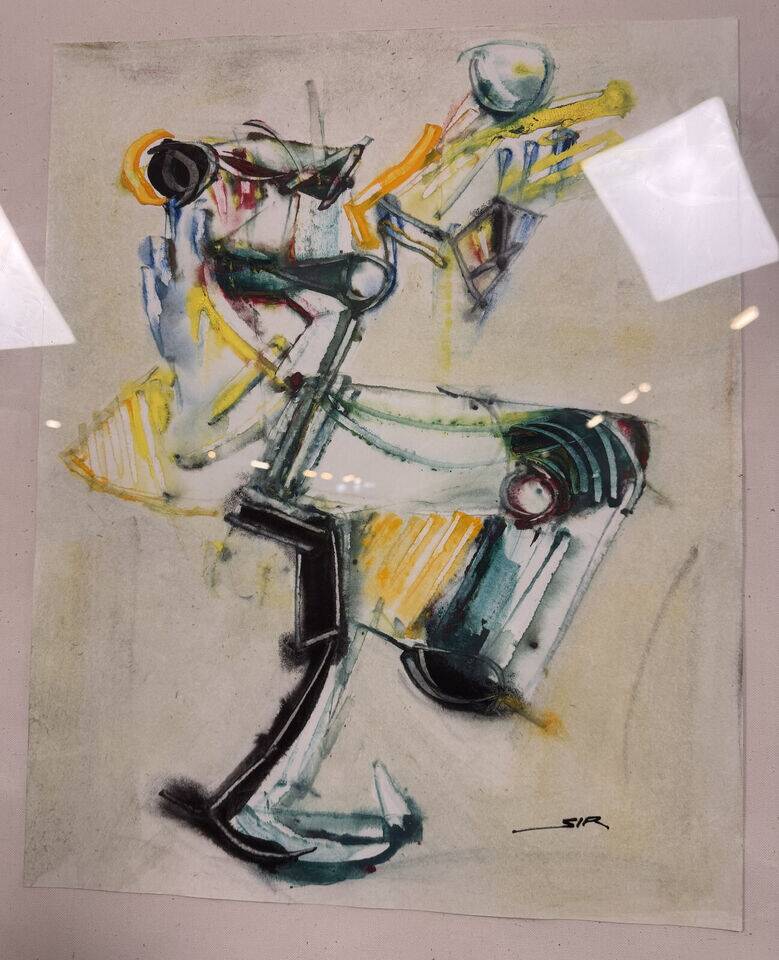 Libor Sir (1933-2017): modernist watercolor depicting an abstract figure