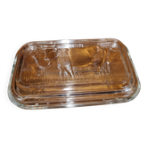 Vintage Pyrex Glass Butter Dish with Lid Cow Pattern
