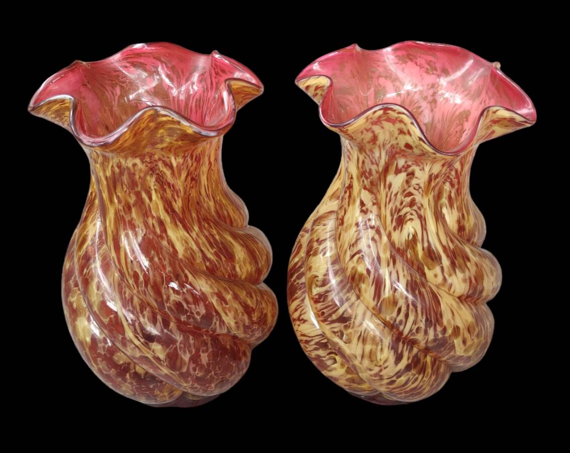 Pair of old large glass vases from Clichy