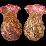 Paire anciens grands vases verre de Clichy