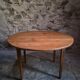 Rustic French antique dining table, drop-leaf table in cherry wood, circa 1900.
