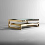 Table Basse Plaquée Or en Forme de G de Belgochrom, 1970s