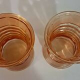 Pair of vases in iridescent orange glass. 1950s