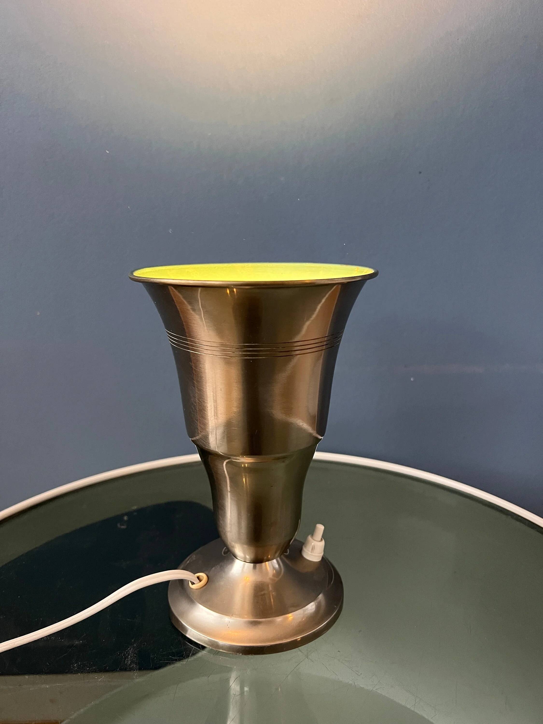 Table uplighter lamp "Cup" in metal, silver colour