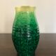 Accolay ceramic pitcher green and yellow speckled with twisted handles, 60s