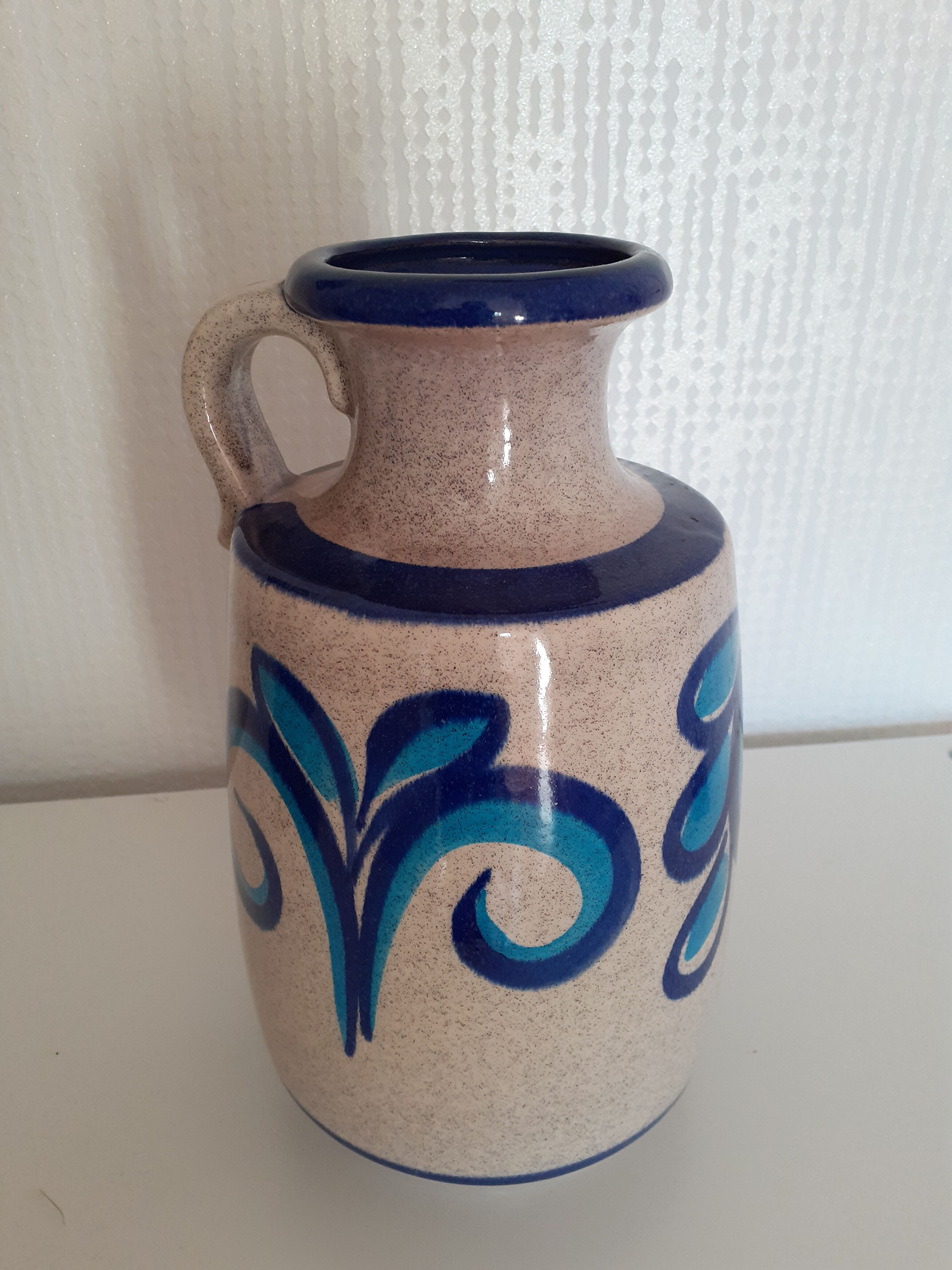 Carstens vase West Germany blue floral motifs