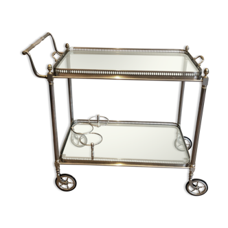 Silver brass rolling table with removable trays