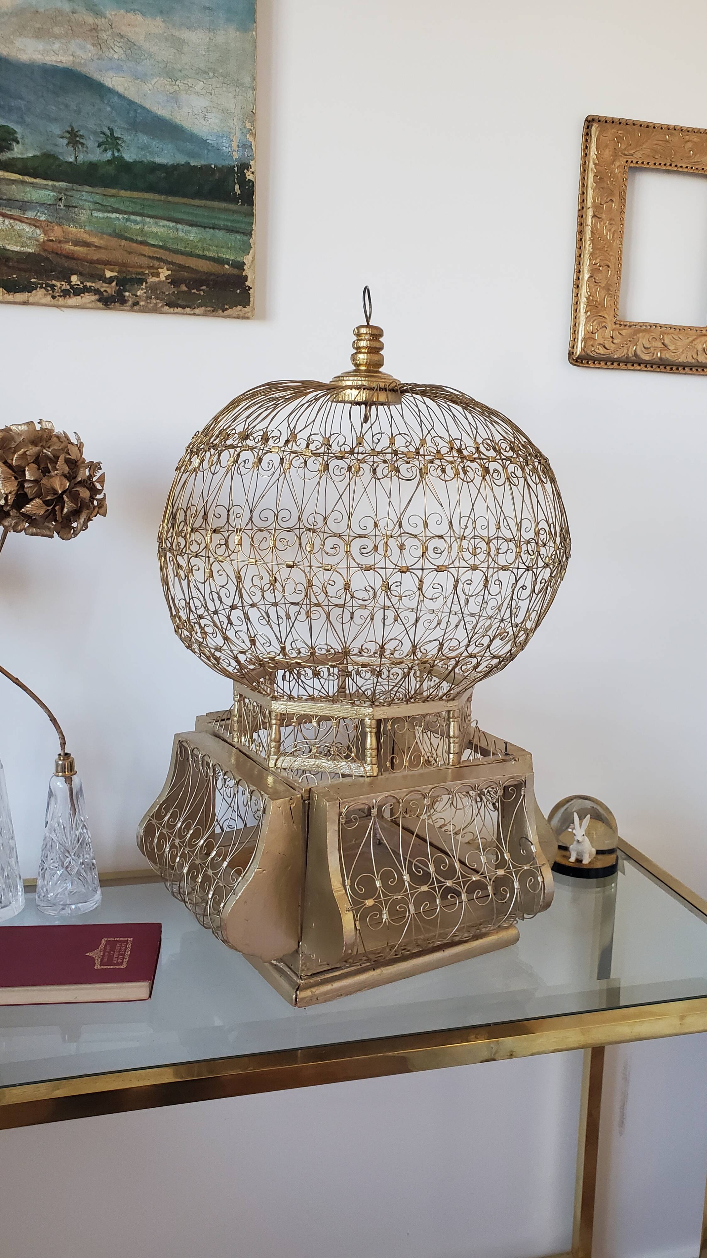 Large golden bird cage