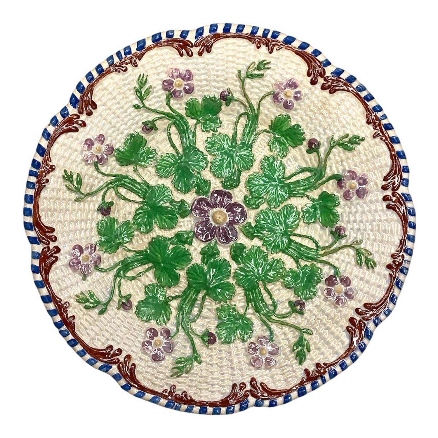 Antique plate in majolica – strawberry decoration – Orchi pottery