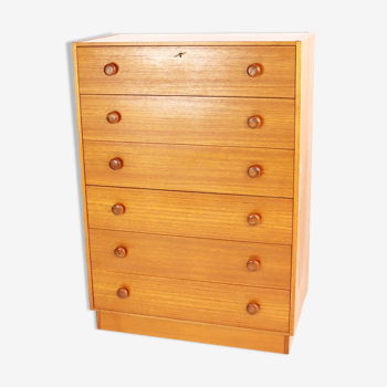 Chest of drawers six teak drawers