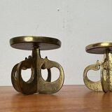 Vintage brutalist metal candle holders, 1970s, set of 2