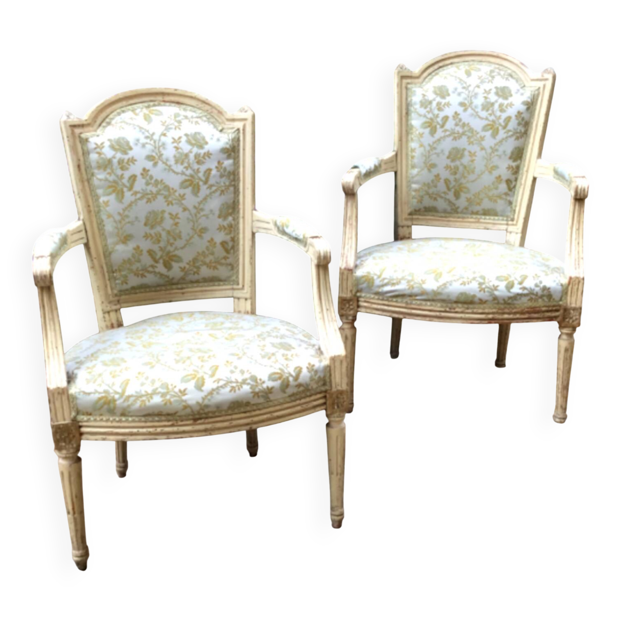 Very beautiful pair of Louis XVI period cabriolet armchairs