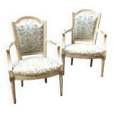 Very beautiful pair of Louis XVI period cabriolet armchairs
