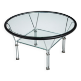 Post-Modern round glass and steel coffeetable attributed to Niels Bendtsen