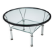 Post-Modern round glass and steel coffeetable attributed to Niels Bendtsen
