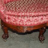 Canapé bibliothécaire victorien en acajou sculpté avec lions