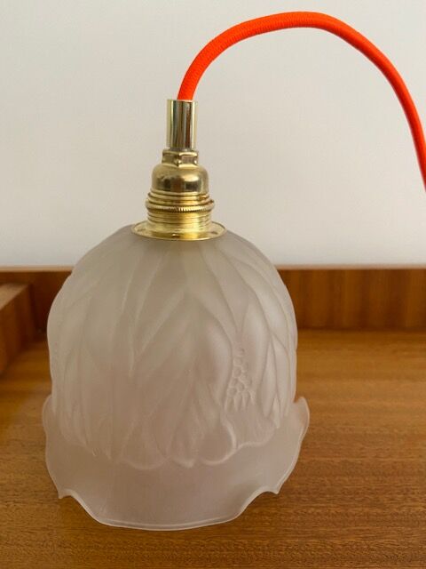 Art Deco pendant lamp in frosted glass