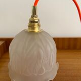 Art Deco pendant lamp in frosted glass