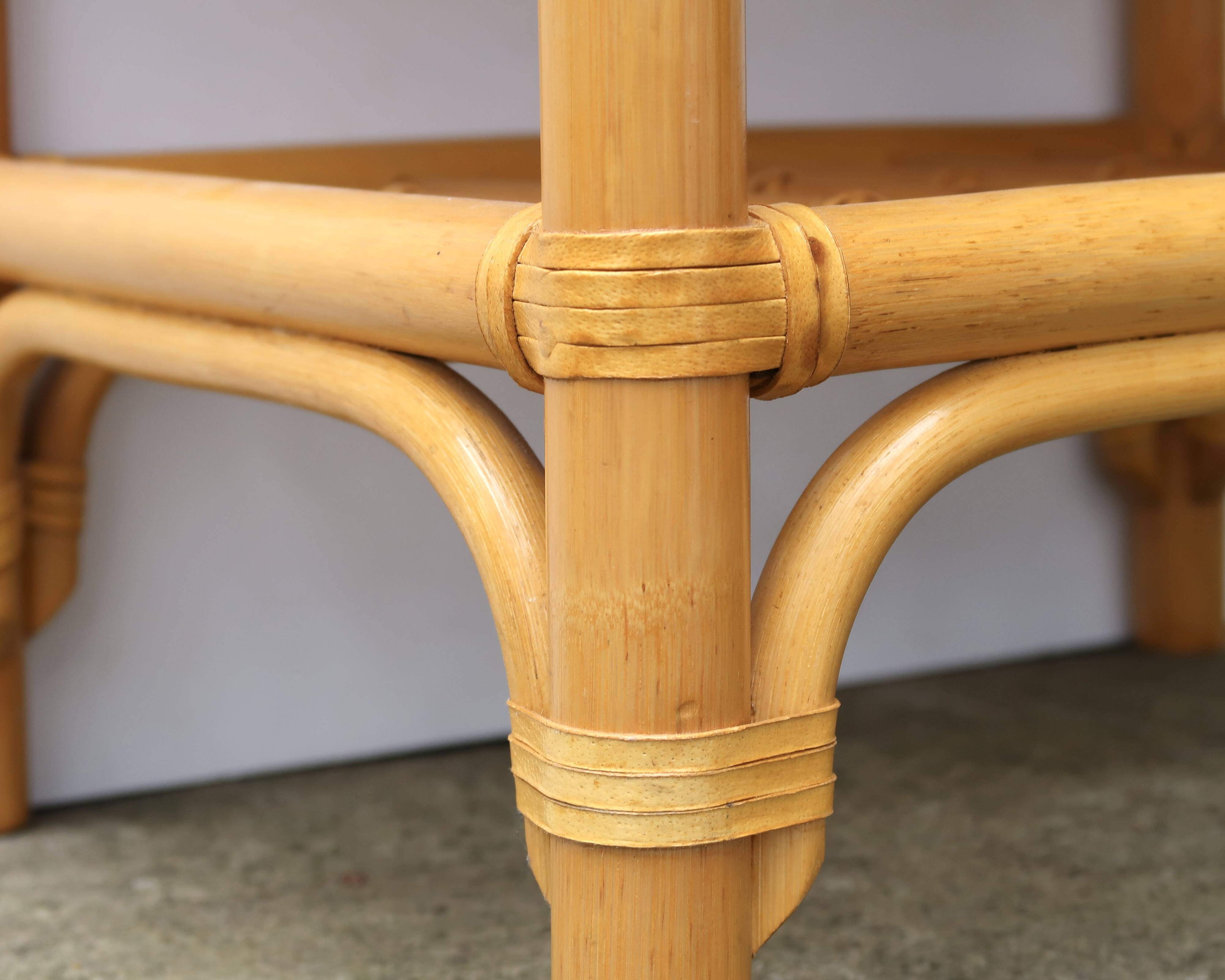 Bedside or side table in wood, bamboo and rattan, 1970s