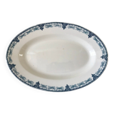 large oval dish in Terre de Fer Longwy model Bellanger late 19th century
