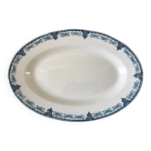 large oval dish in Terre de Fer Longwy model Bellanger late 19th century