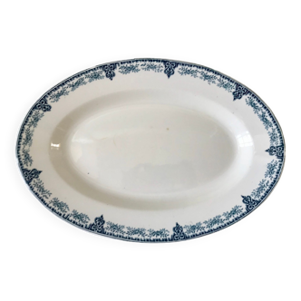 large oval dish in Terre de Fer Longwy model Bellanger late 19th century