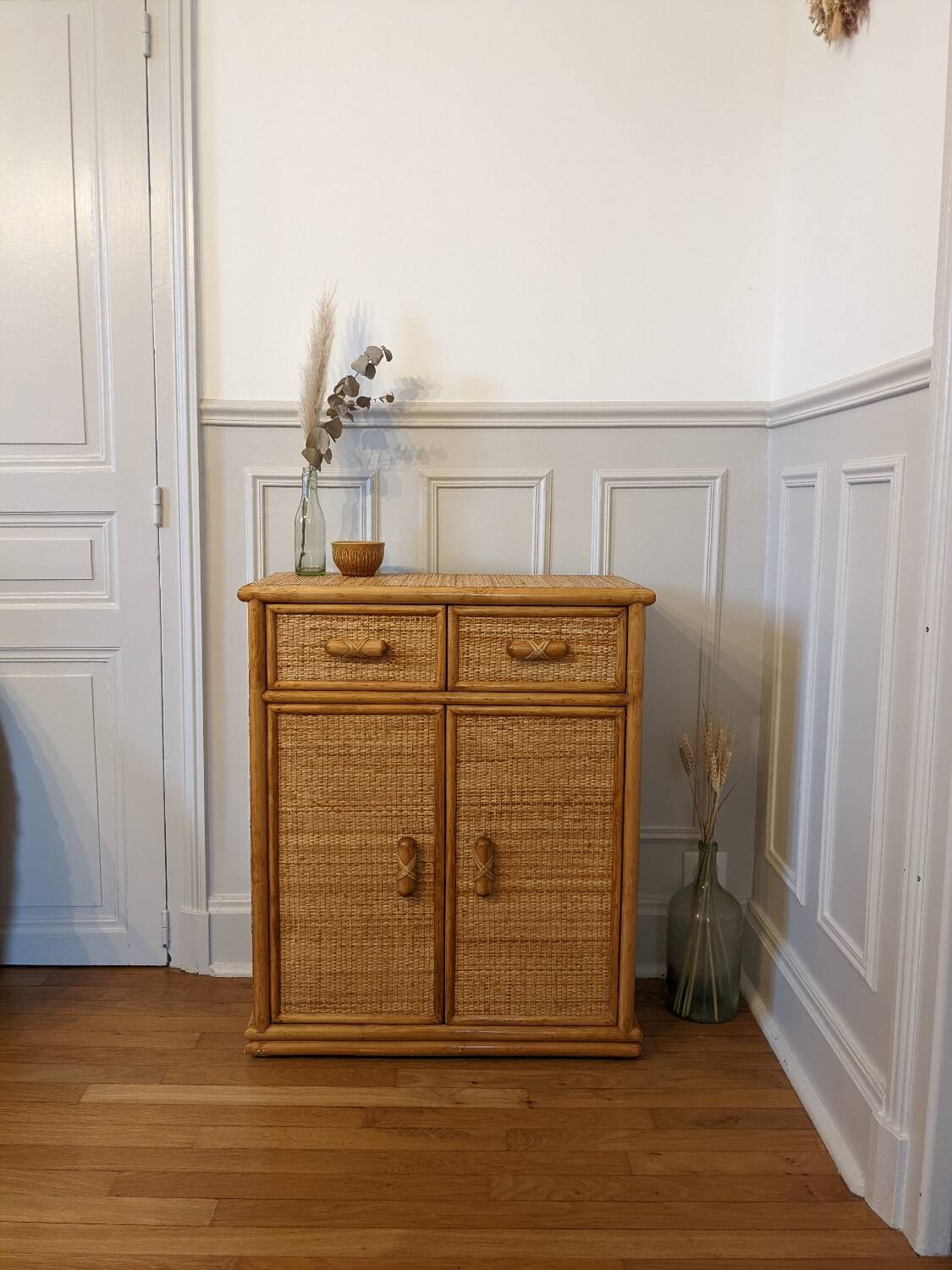Rattan and wicker chest of drawers