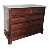 Antique Louis-Philippe style commode with Carrara marble top.