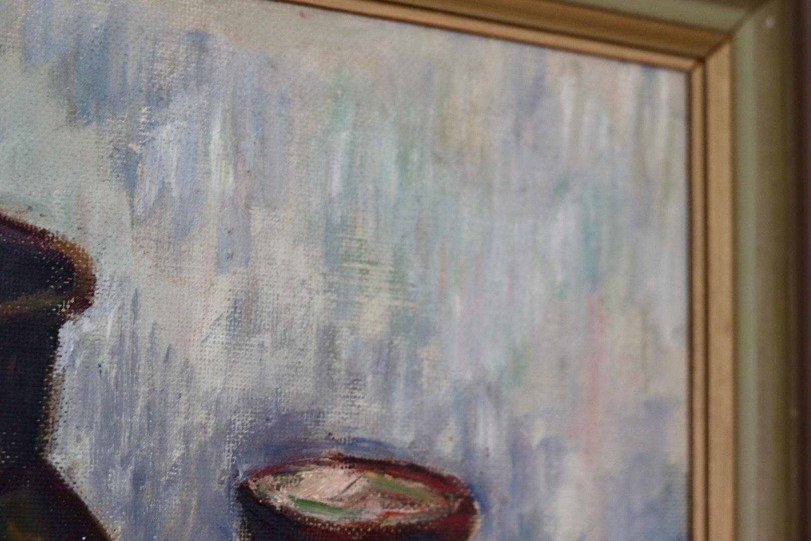 Original Swedish oil on panel "Still Life" vintage and framed.