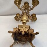 Ancient bronze candelabra 5 branches on a pedestal resting lion legs H-45cm- P-24cm