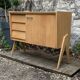 Vintage sideboard with tapered legs, light oak, 1960s.