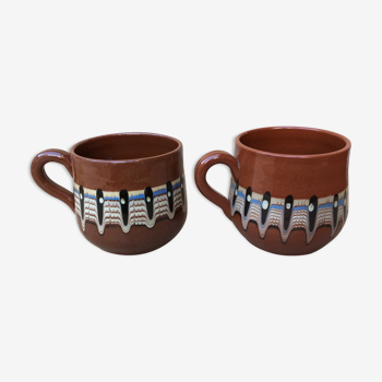 Pair of marbled ceramic mugs