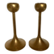 Pair of Scandinavian brass tulip foot candlesticks