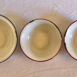 Set of 3 basins in vintage enamelled sheet metal