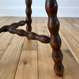 Tripod stool in beaded wood / turned 40s