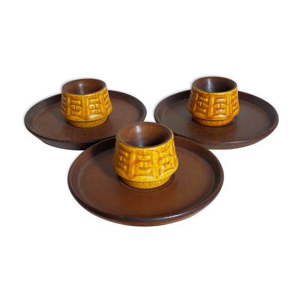 Trois coquetiers céramique ceramano germany années 50
