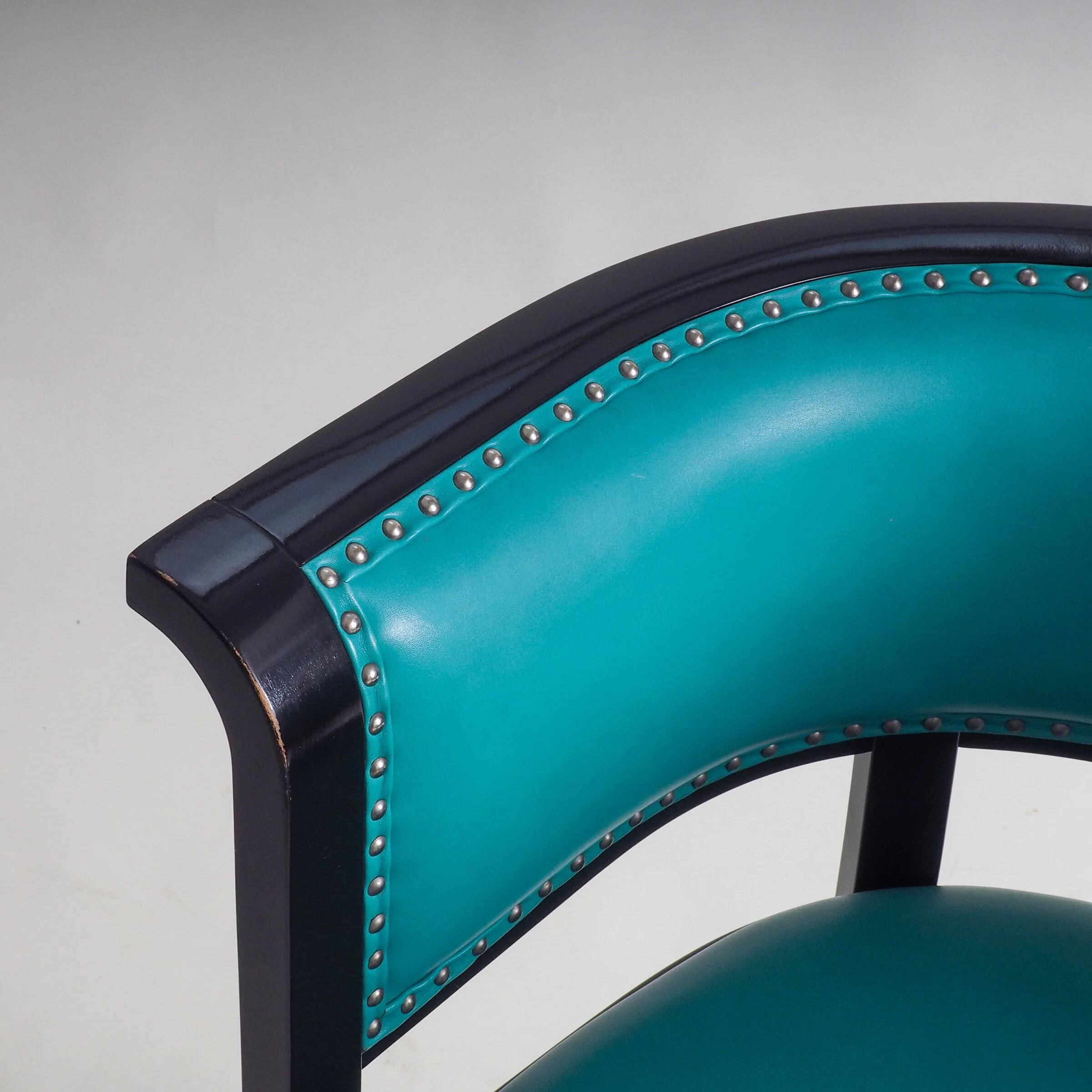 Black armchair with turquoise leather by Marcel Kammerer for Thonet