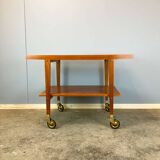 Rolling side table, serving trolley, teak, vintage from the 60s