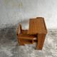 Vintage wooden folding school desk with bench – 1960s