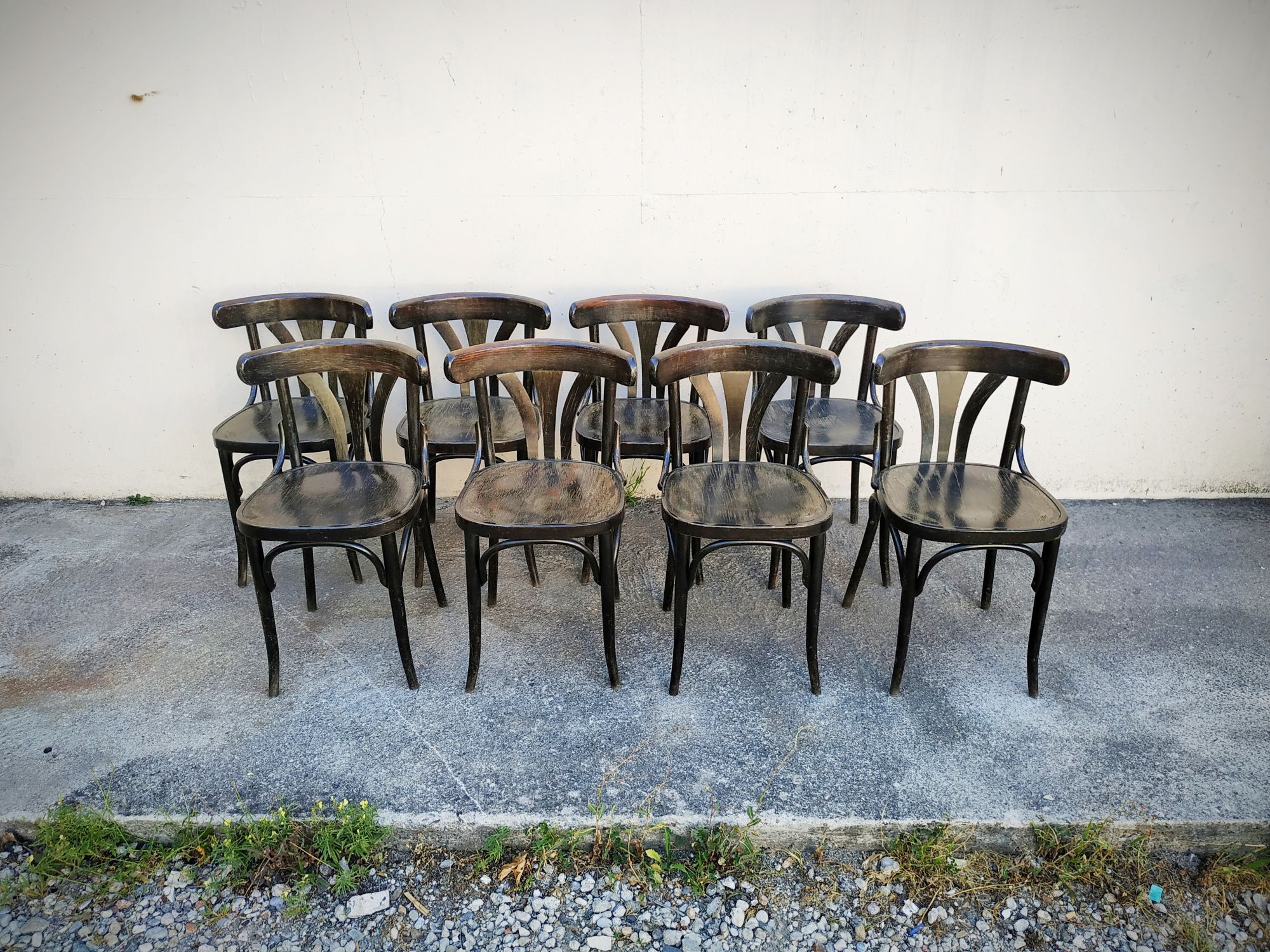 Series of eight bistro chairs