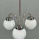 1930s Czech Art Deco Chandelier with Three Opaline Glass Globes