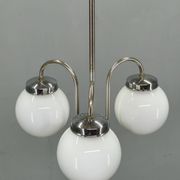 1930s Czech Art Deco Chandelier with Three Opaline Glass Globes