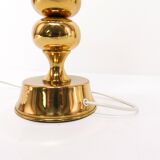 Scandinavian lamp base in gilded brass, ball model, Enco, circa 1960.