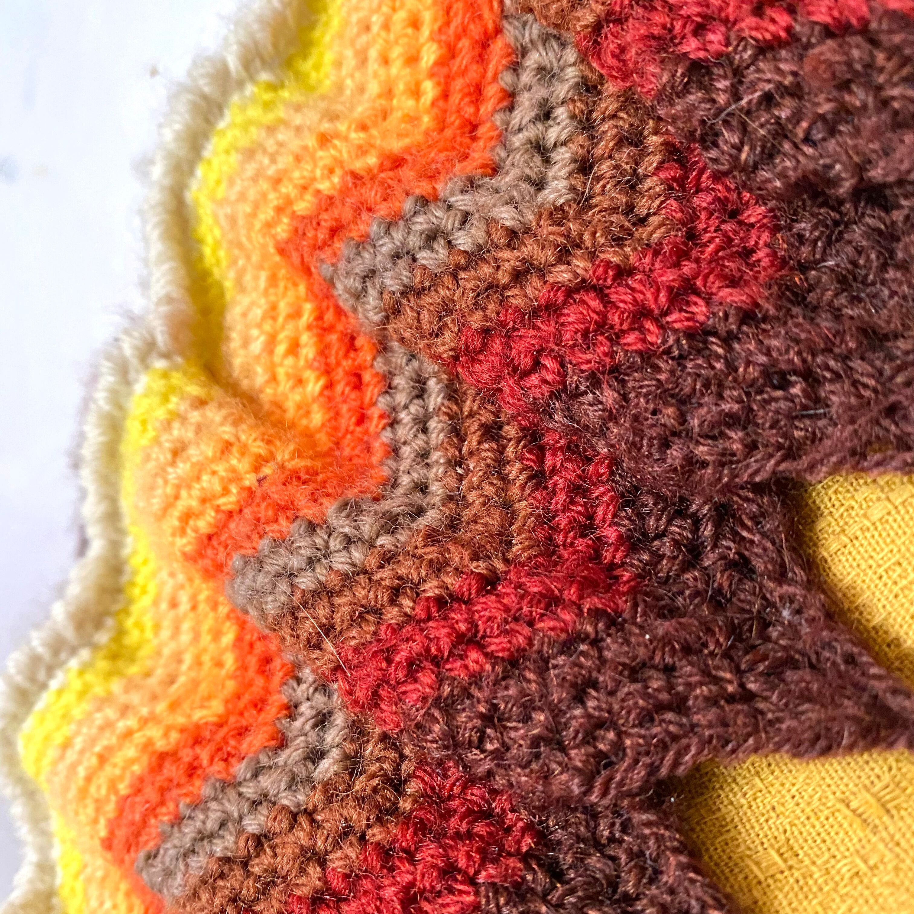 Vintage round crochet cushion