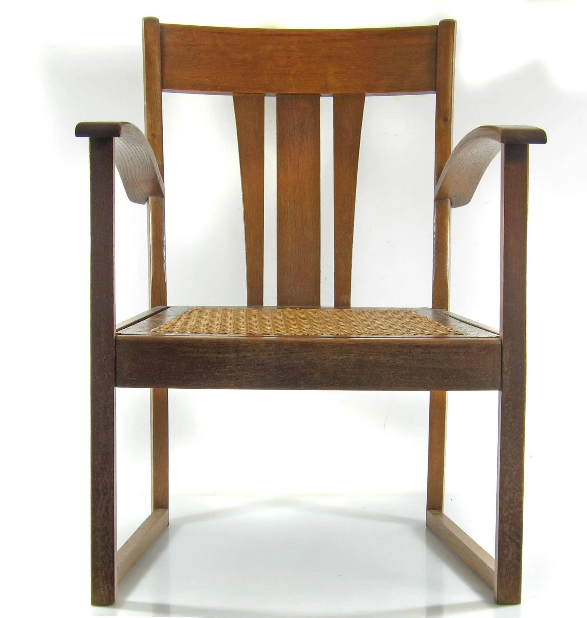 Antique Art Nouveau oak armchair Austria / Germany c.1910