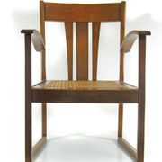 Antique Art Nouveau oak armchair Austria / Germany c.1910