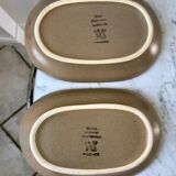 pair of sandstone / ceramic raviers Niderviller Doria Ste Radegonde hand painted 70s