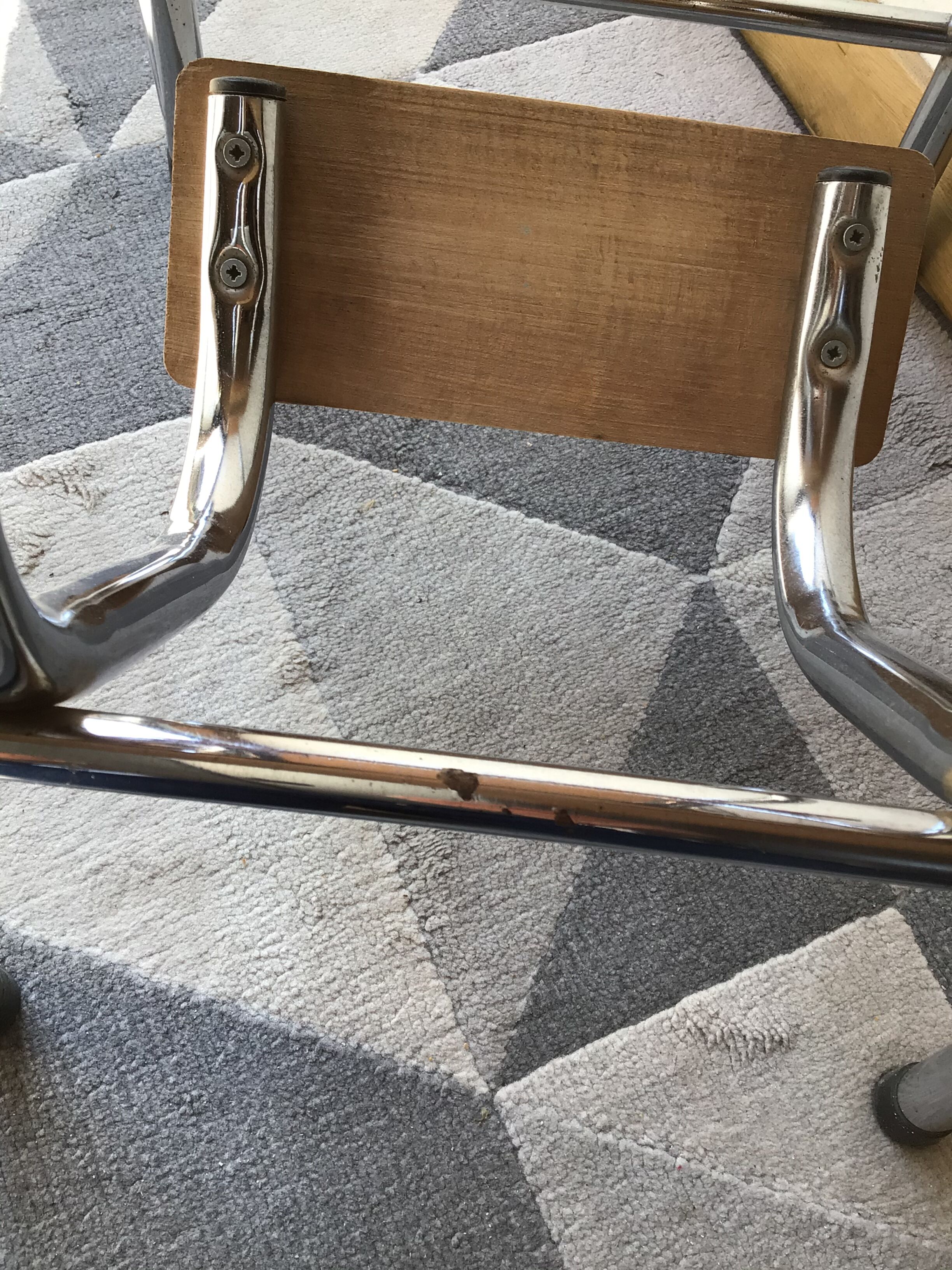 Tabouret escabeau formica roux marches bois