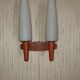 Pair of Scandinavian teak wall lamps with 2 burners 1960