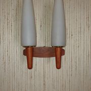 Pair of Scandinavian teak wall lamps with 2 burners 1960